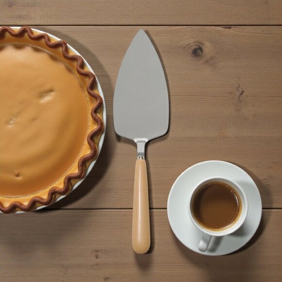 Noon & Moon Stainless Steel Pie Server - Handcrafted Taupe Design Elegant - Picture 2 of 7